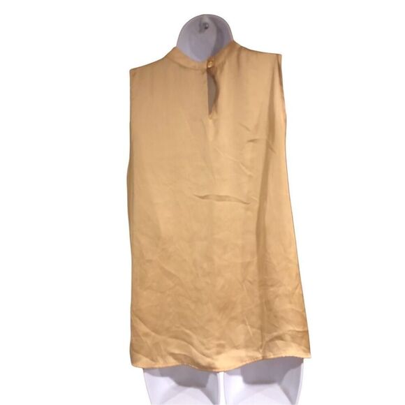 Elementz gold sateen high collar sleeveless blouse size M - Picture 6 of 12